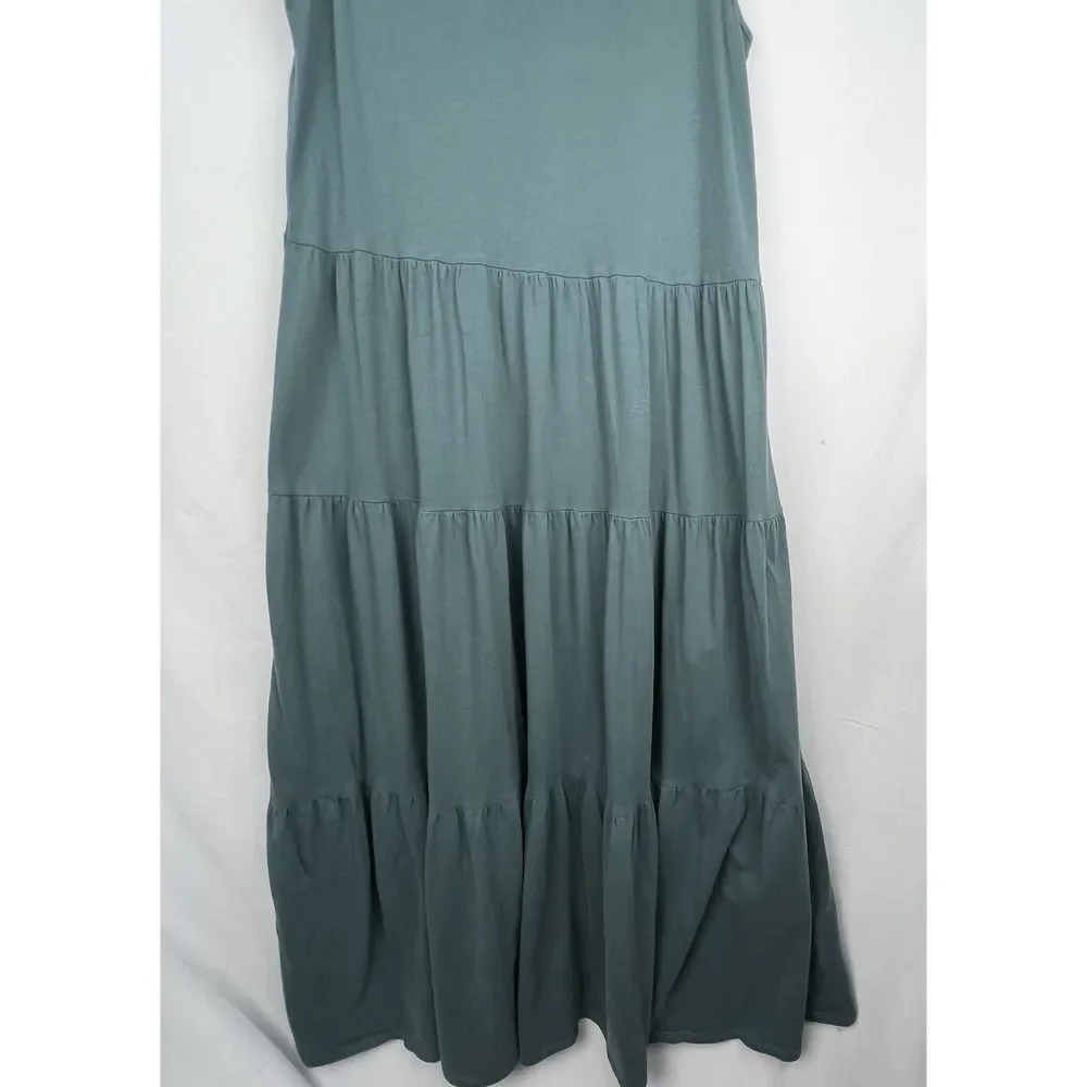 J. Crew Broken-in Jersey Tiered Sleeveless Maxi Dress Sage Green Size S